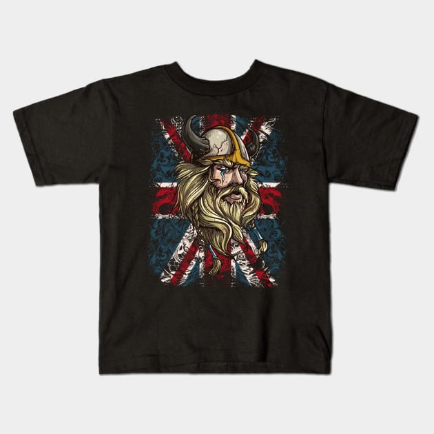 Viking Union Jack Flag Kids T-Shirt by RadStar